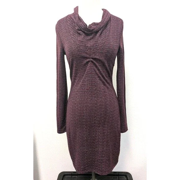 Carve Designs Maroon Colorful Geometric Cowl Neck Long Sleeve Dress sz XS - Picture 3 of 13